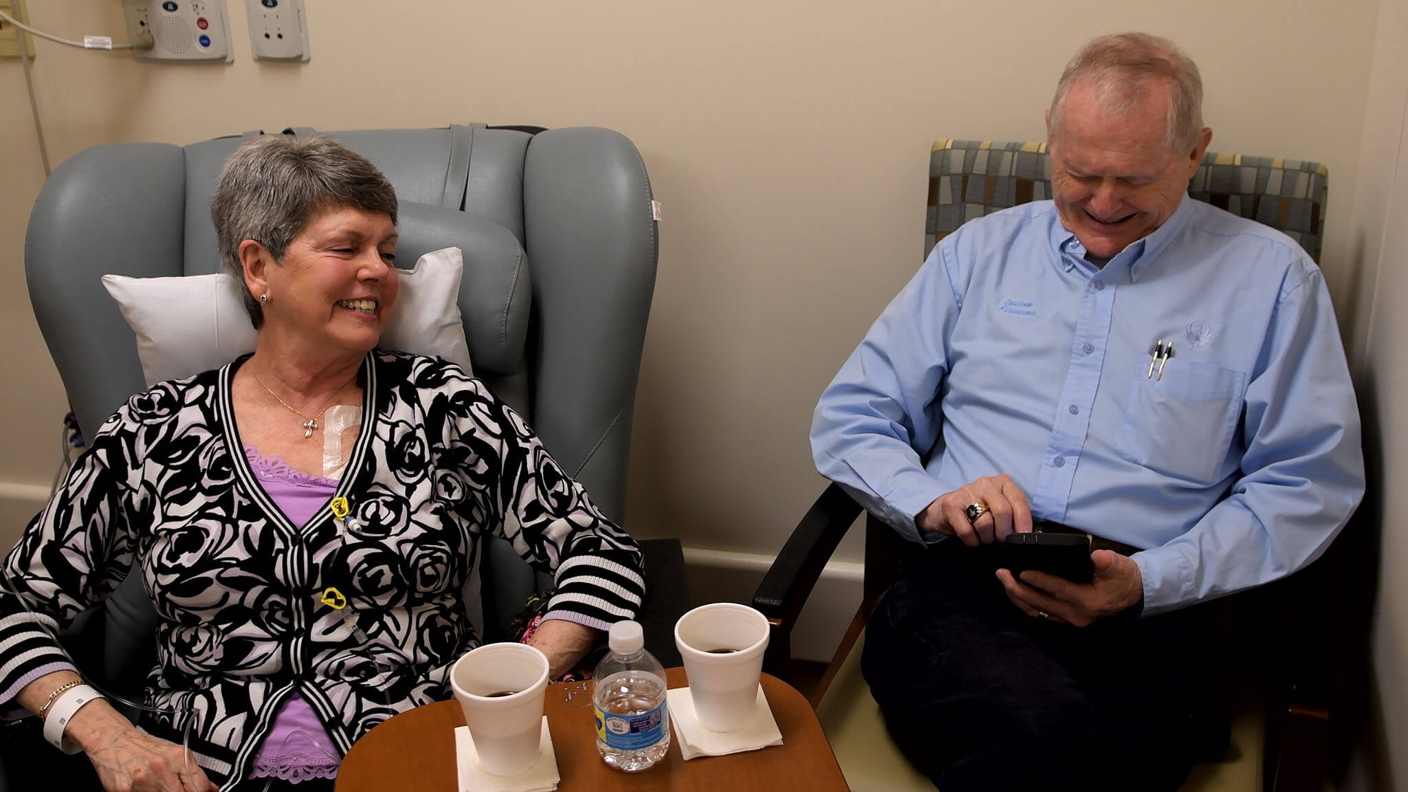 Sue Wallace, with husband Roger, during chemotherapy treatment