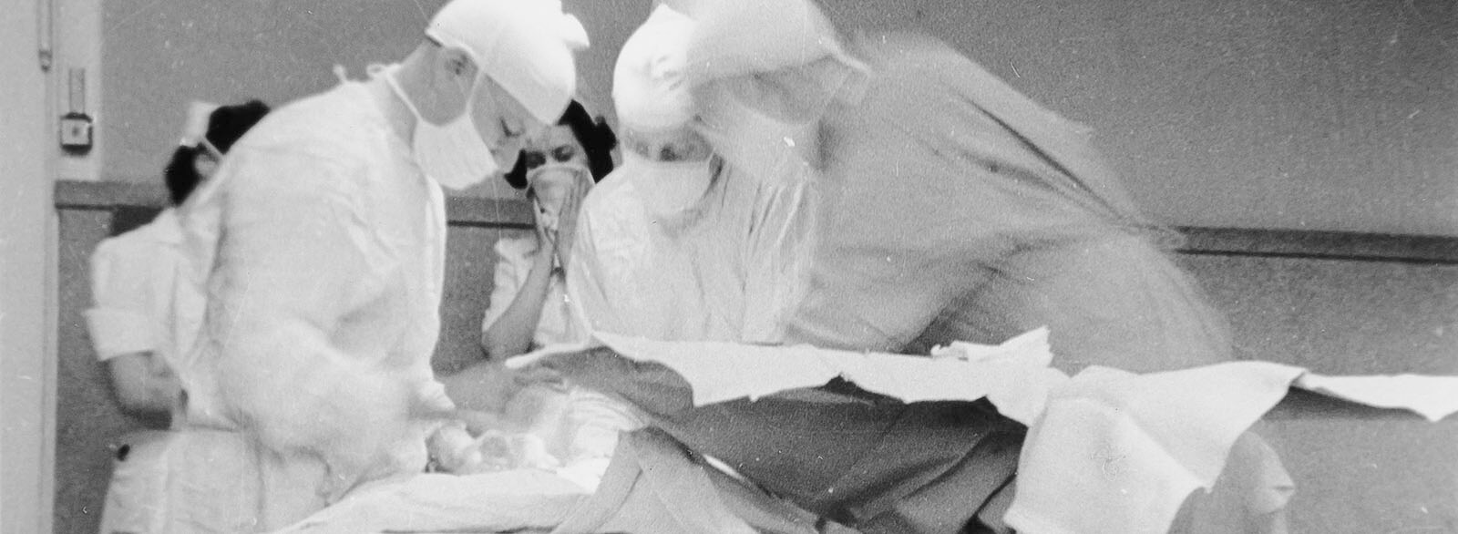 1942 surgeons operate on baby at Bartholomew County Hospital